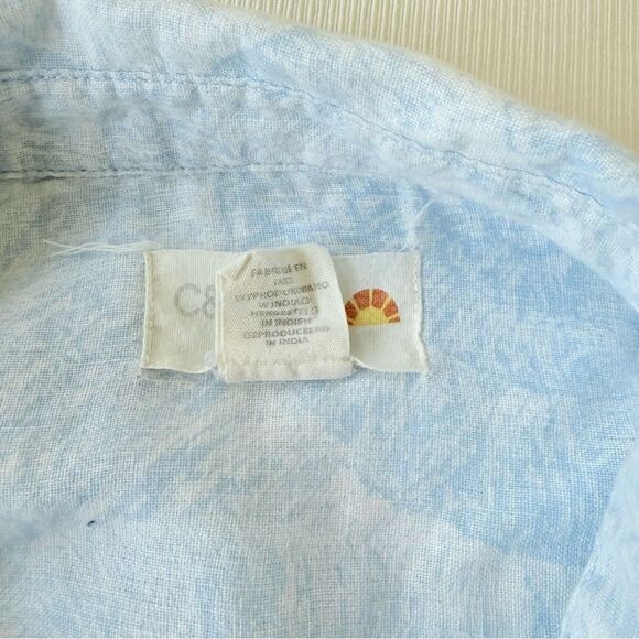 C&C California Womens Top Buttondown Longsleeve Shirt Striped 100% Linen Medium - Picture 2 of 4